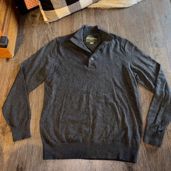 Eddie Bauer large tall cotton/cashmere blend gray sweater - Picture 3 of 9